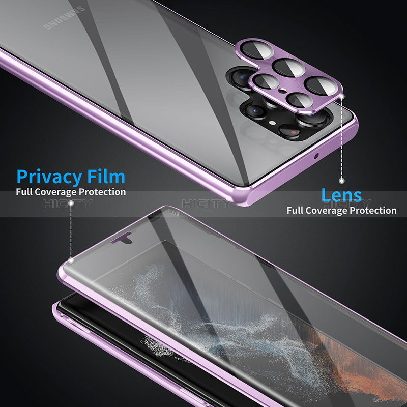 Coque Rebord Bumper Luxe Aluminum Metal Miroir 360 Degres Housse Etui Aimant LK2 pour Samsung Galaxy S23 Ultra 5G Plus