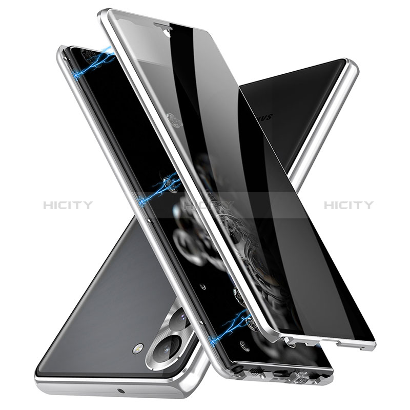 Coque Rebord Bumper Luxe Aluminum Metal Miroir 360 Degres Housse Etui Aimant LK2 pour Samsung Galaxy S24 5G Argent Plus