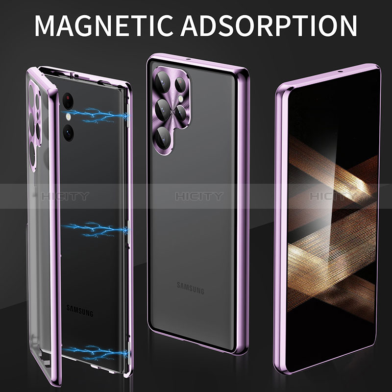 Coque Rebord Bumper Luxe Aluminum Metal Miroir 360 Degres Housse Etui Aimant LK2 pour Samsung Galaxy S24 Ultra 5G Plus