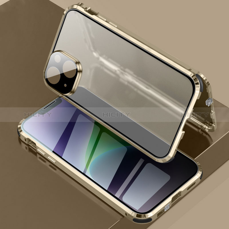 Coque Rebord Bumper Luxe Aluminum Metal Miroir 360 Degres Housse Etui Aimant LK3 pour Apple iPhone 13 Plus