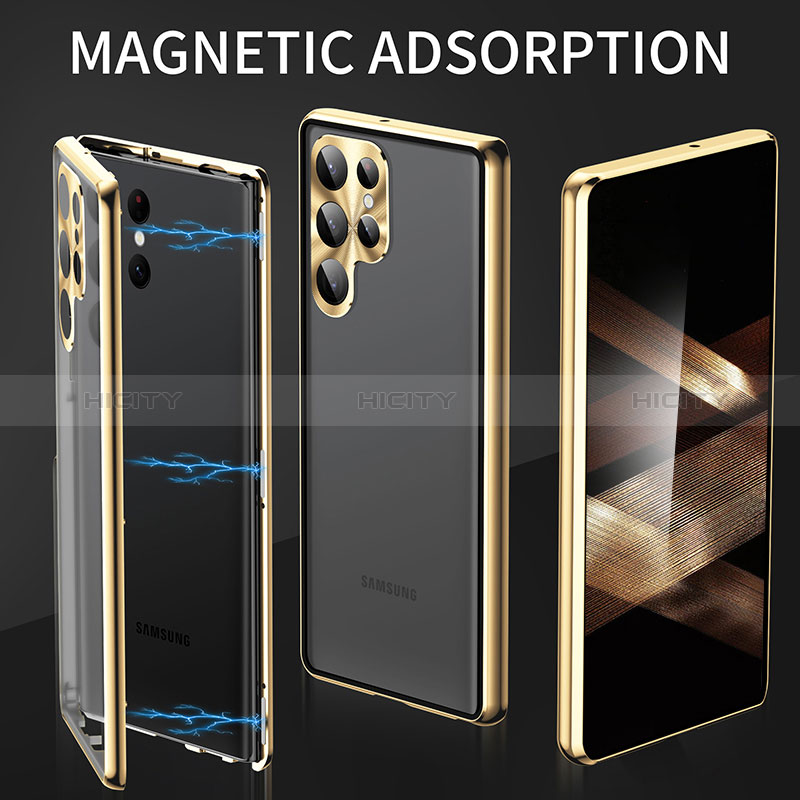 Coque Rebord Bumper Luxe Aluminum Metal Miroir 360 Degres Housse Etui Aimant LK3 pour Samsung Galaxy S24 Ultra 5G Plus