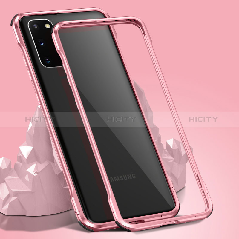 Coque Rebord Bumper Luxe Aluminum Metal Miroir 360 Degres Housse Etui Aimant LK4 pour Samsung Galaxy S20 Or Rose Plus