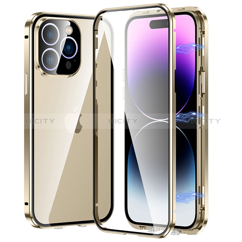 Coque Rebord Bumper Luxe Aluminum Metal Miroir 360 Degres Housse Etui Aimant LO1 pour Apple iPhone 14 Pro Plus