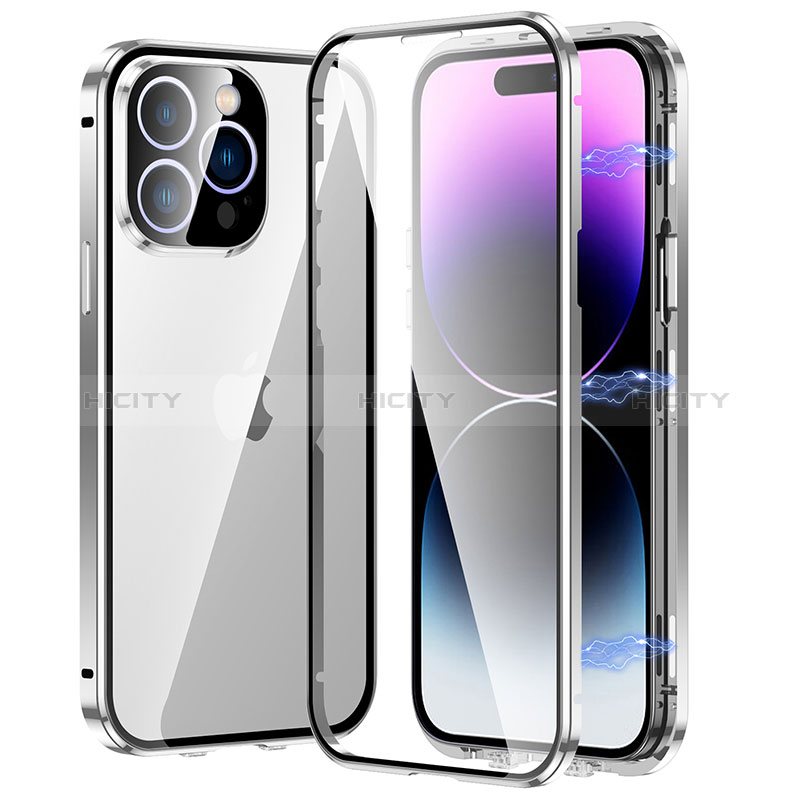 Coque Rebord Bumper Luxe Aluminum Metal Miroir 360 Degres Housse Etui Aimant LO1 pour Apple iPhone 14 Pro Plus