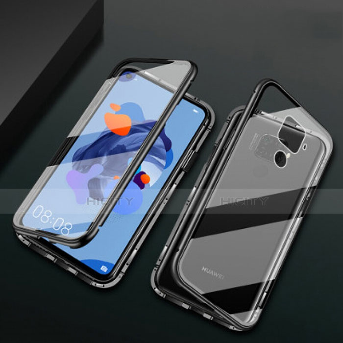 Coque Rebord Bumper Luxe Aluminum Metal Miroir 360 Degres Housse Etui Aimant M01 pour Huawei Mate 30 Lite Noir Plus