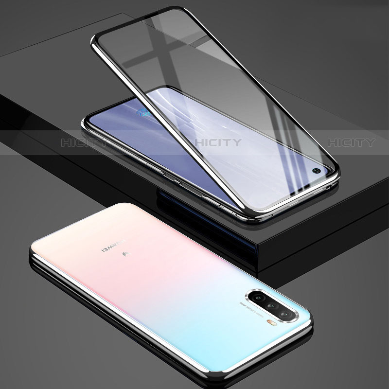 Coque Rebord Bumper Luxe Aluminum Metal Miroir 360 Degres Housse Etui Aimant M01 pour Huawei Mate 40 Lite 5G Argent Plus