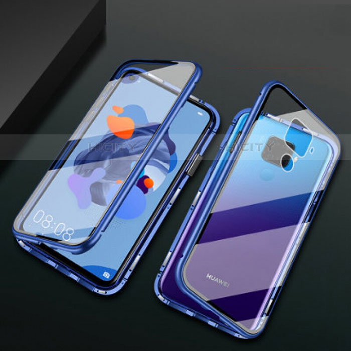 Coque Rebord Bumper Luxe Aluminum Metal Miroir 360 Degres Housse Etui Aimant M01 pour Huawei Nova 5i Pro Bleu Plus