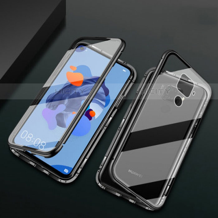 Coque Rebord Bumper Luxe Aluminum Metal Miroir 360 Degres Housse Etui Aimant M01 pour Huawei Nova 5i Pro Noir Plus