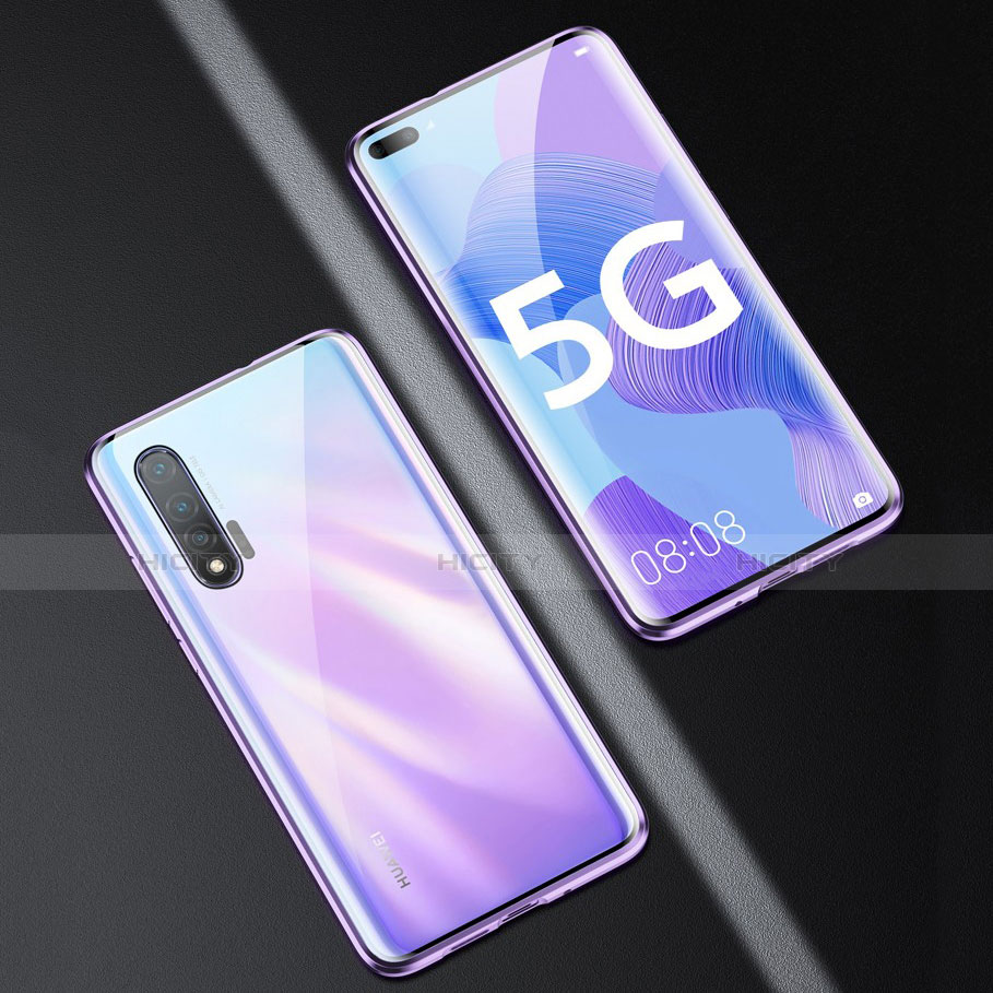 Coque Rebord Bumper Luxe Aluminum Metal Miroir 360 Degres Housse Etui Aimant M01 pour Huawei Nova 6 5G Violet Plus