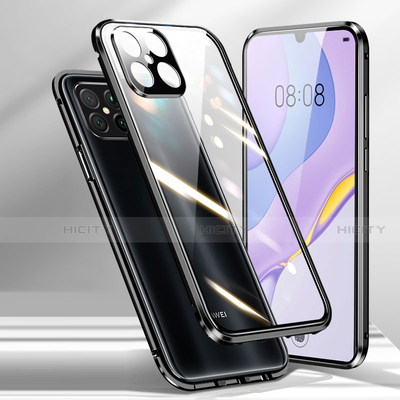 Coque Rebord Bumper Luxe Aluminum Metal Miroir 360 Degres Housse Etui Aimant M01 pour Huawei Nova 8 SE 5G Noir Plus