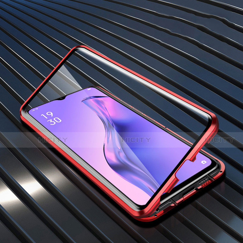 Coque Rebord Bumper Luxe Aluminum Metal Miroir 360 Degres Housse Etui Aimant M01 pour Oppo A31 Rouge Plus