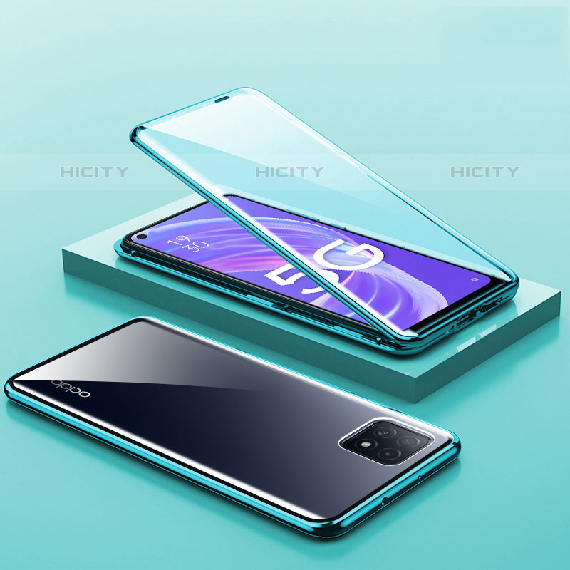 Coque Rebord Bumper Luxe Aluminum Metal Miroir 360 Degres Housse Etui Aimant M01 pour Oppo A53 5G Vert Plus