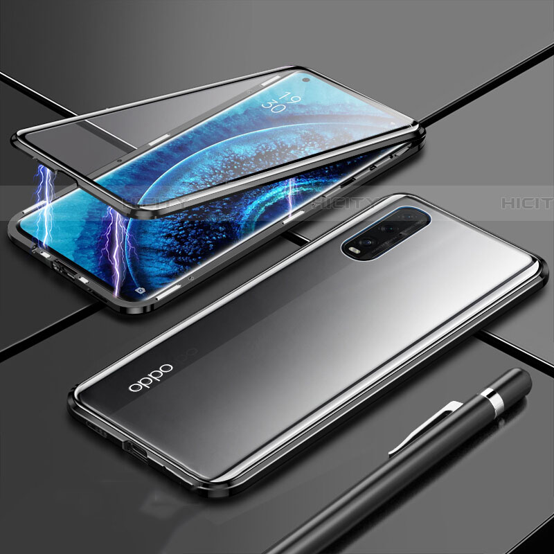 Coque Rebord Bumper Luxe Aluminum Metal Miroir 360 Degres Housse Etui Aimant M01 pour Oppo Find X2 Plus