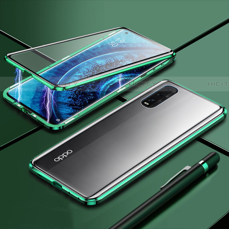 Coque Rebord Bumper Luxe Aluminum Metal Miroir 360 Degres Housse Etui Aimant M01 pour Oppo Find X2 Plus