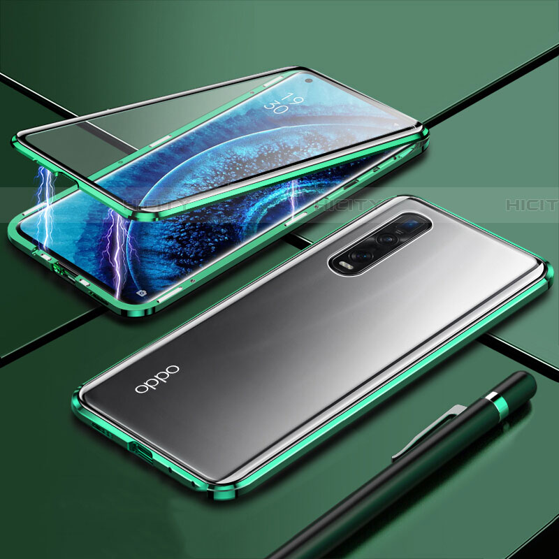 Coque Rebord Bumper Luxe Aluminum Metal Miroir 360 Degres Housse Etui Aimant M01 pour Oppo Find X2 Pro Plus