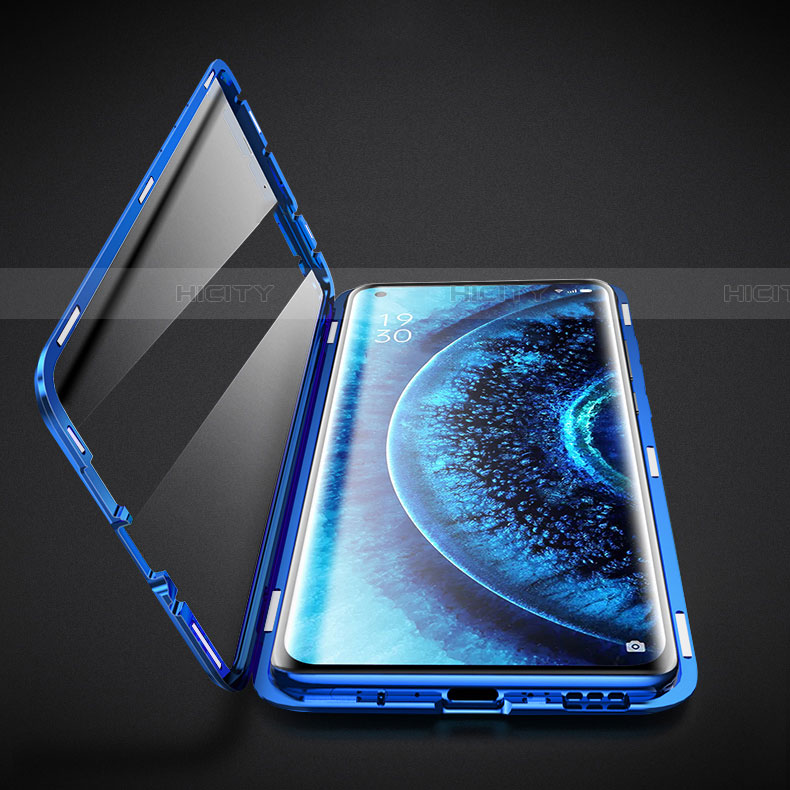 Coque Rebord Bumper Luxe Aluminum Metal Miroir 360 Degres Housse Etui Aimant M01 pour Oppo Find X2 Pro Plus