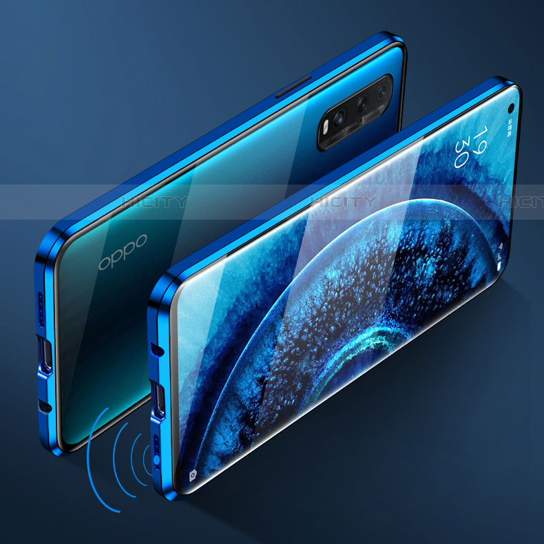 Coque Rebord Bumper Luxe Aluminum Metal Miroir 360 Degres Housse Etui Aimant M01 pour Oppo Find X2 Pro Plus