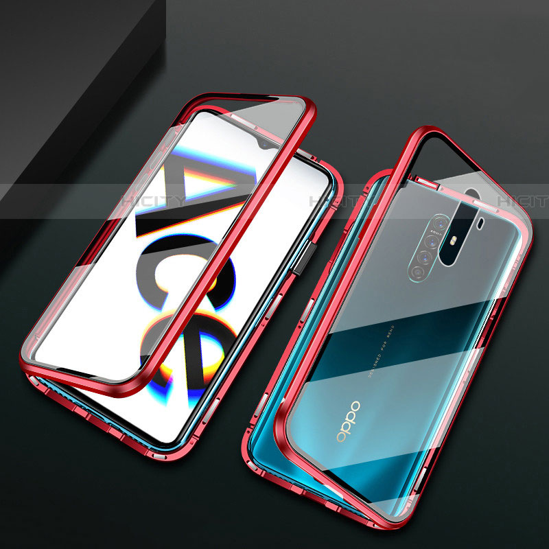 Coque Rebord Bumper Luxe Aluminum Metal Miroir 360 Degres Housse Etui Aimant M01 pour Oppo Reno Ace Plus