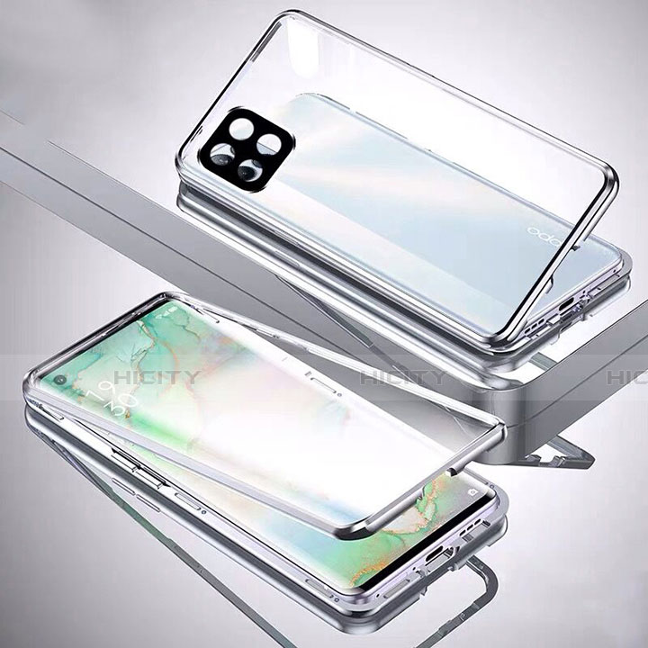 Coque Rebord Bumper Luxe Aluminum Metal Miroir 360 Degres Housse Etui Aimant M01 pour Oppo Reno4 SE 5G Plus