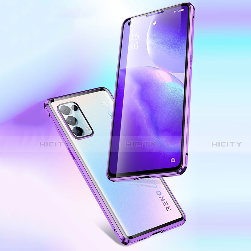 Coque Rebord Bumper Luxe Aluminum Metal Miroir 360 Degres Housse Etui Aimant M01 pour Oppo Reno5 5G Plus