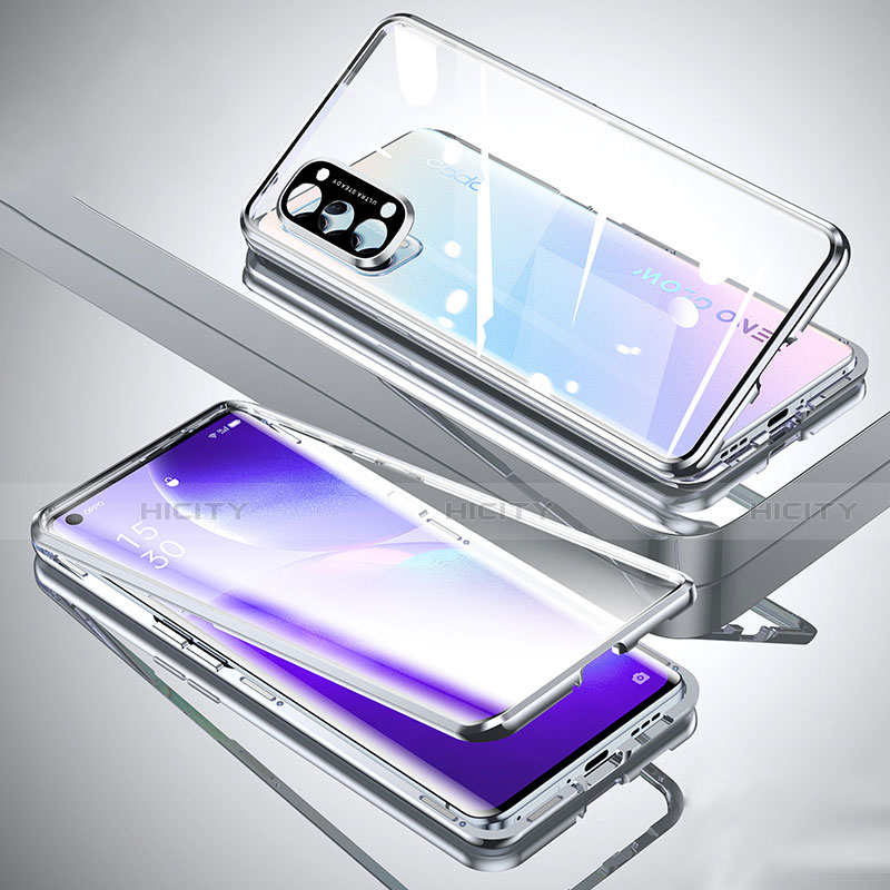 Coque Rebord Bumper Luxe Aluminum Metal Miroir 360 Degres Housse Etui Aimant M01 pour Oppo Reno5 Pro 5G Plus