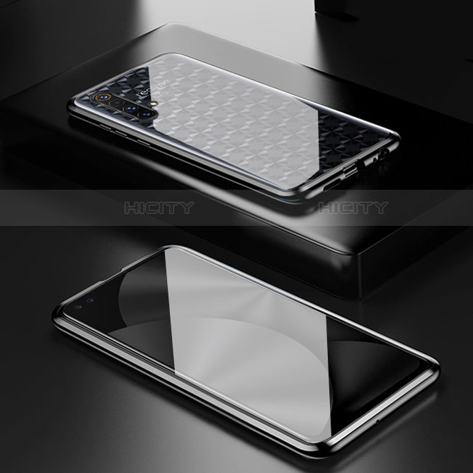 Coque Rebord Bumper Luxe Aluminum Metal Miroir 360 Degres Housse Etui Aimant M01 pour Realme X50t 5G Noir Plus