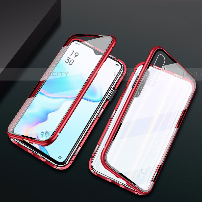 Coque Rebord Bumper Luxe Aluminum Metal Miroir 360 Degres Housse Etui Aimant M01 pour Realme XT Rouge Plus