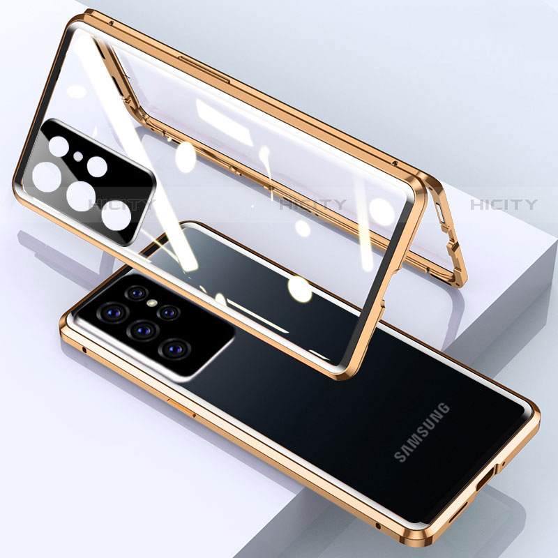 Coque Rebord Bumper Luxe Aluminum Metal Miroir 360 Degres Housse Etui Aimant M01 pour Samsung Galaxy S23 Ultra 5G Plus