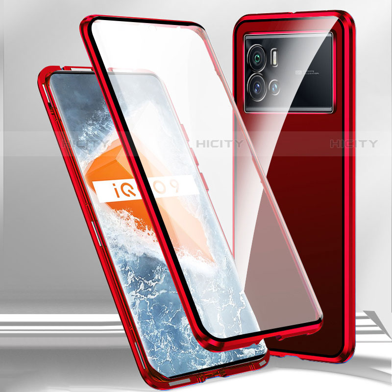 Coque Rebord Bumper Luxe Aluminum Metal Miroir 360 Degres Housse Etui Aimant M01 pour Vivo iQOO 9 Pro 5G Rouge Plus