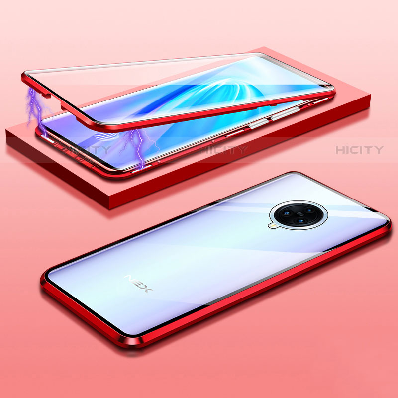 Coque Rebord Bumper Luxe Aluminum Metal Miroir 360 Degres Housse Etui Aimant M01 pour Vivo Nex 3S Rouge Plus