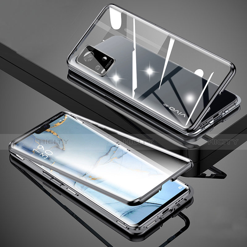 Coque Rebord Bumper Luxe Aluminum Metal Miroir 360 Degres Housse Etui Aimant M01 pour Vivo V20 Pro 5G Plus