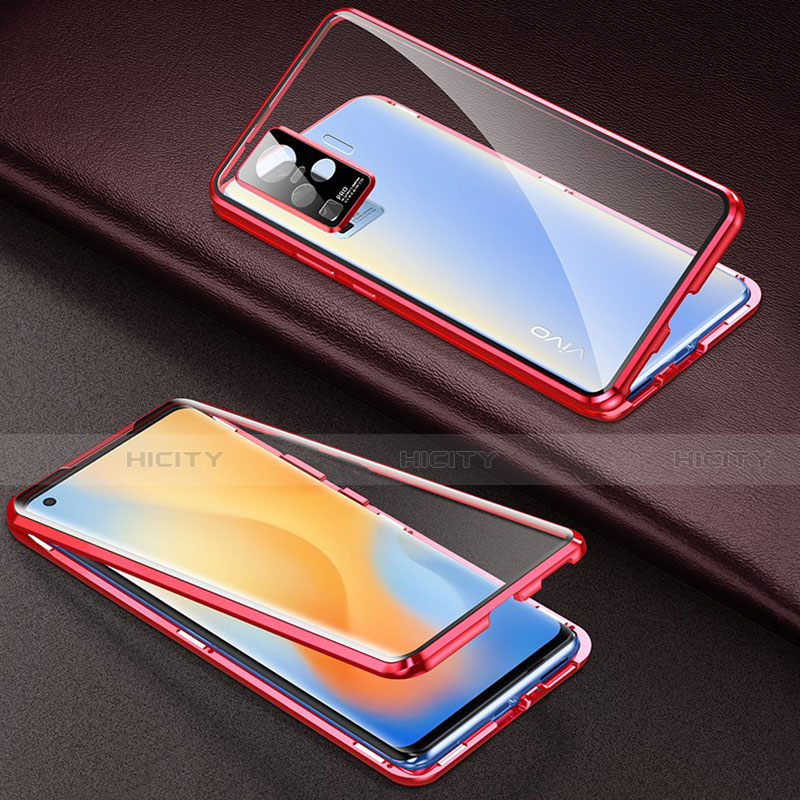 Coque Rebord Bumper Luxe Aluminum Metal Miroir 360 Degres Housse Etui Aimant M01 pour Vivo X51 5G Rouge Plus