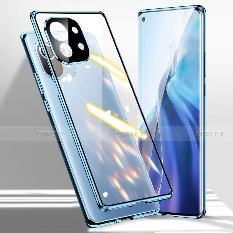 Coque Rebord Bumper Luxe Aluminum Metal Miroir 360 Degres Housse Etui Aimant M01 pour Xiaomi Mi 11 Lite 5G NE Bleu Plus