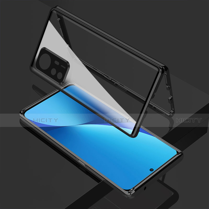 Coque Rebord Bumper Luxe Aluminum Metal Miroir 360 Degres Housse Etui Aimant M01 pour Xiaomi Mi 12 5G Noir Plus