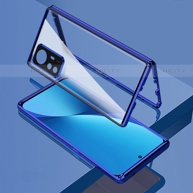 Coque Rebord Bumper Luxe Aluminum Metal Miroir 360 Degres Housse Etui Aimant M01 pour Xiaomi Mi 12S 5G Bleu Plus