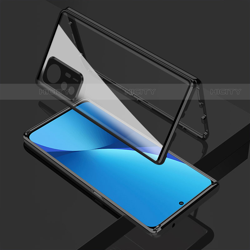 Coque Rebord Bumper Luxe Aluminum Metal Miroir 360 Degres Housse Etui Aimant M01 pour Xiaomi Mi 12S 5G Noir Plus