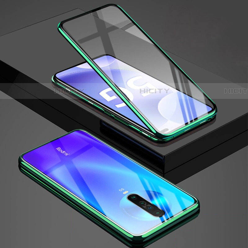 Coque Rebord Bumper Luxe Aluminum Metal Miroir 360 Degres Housse Etui Aimant M01 pour Xiaomi Poco X2 Vert Plus