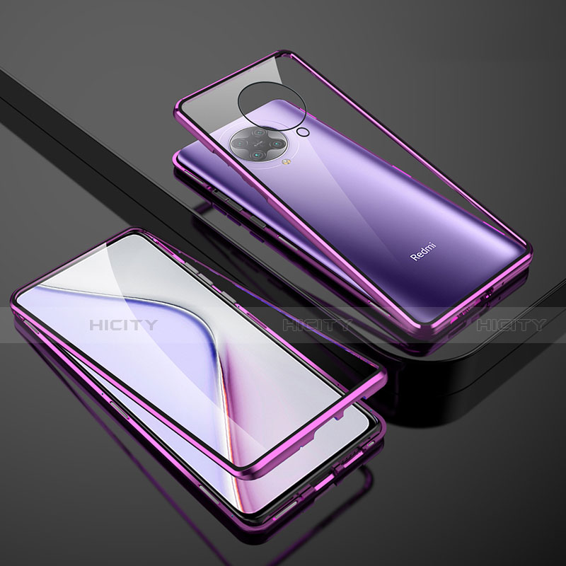 Coque Rebord Bumper Luxe Aluminum Metal Miroir 360 Degres Housse Etui Aimant M01 pour Xiaomi Redmi K30 Pro Zoom Violet Plus