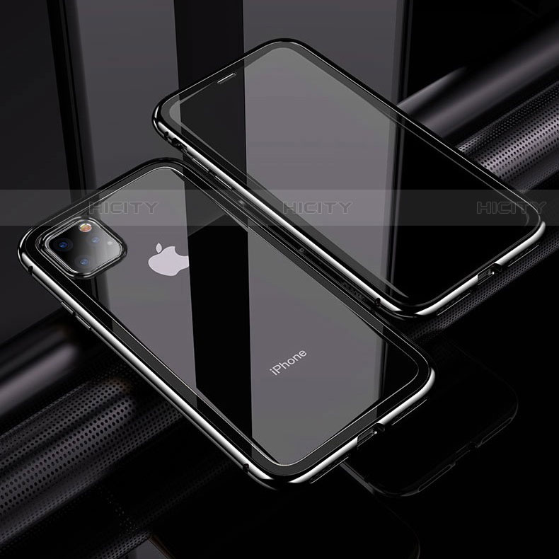 Coque Rebord Bumper Luxe Aluminum Metal Miroir 360 Degres Housse Etui Aimant M02 pour Apple iPhone 11 Pro Noir Plus