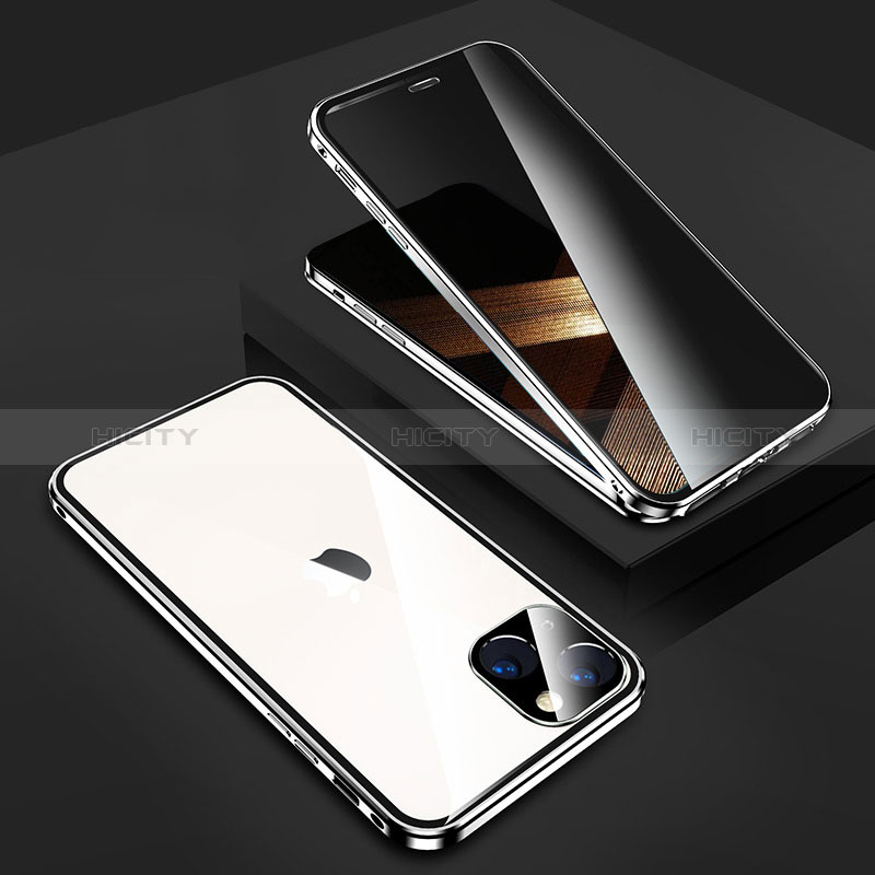 Coque Rebord Bumper Luxe Aluminum Metal Miroir 360 Degres Housse Etui Aimant M02 pour Apple iPhone 15 Plus