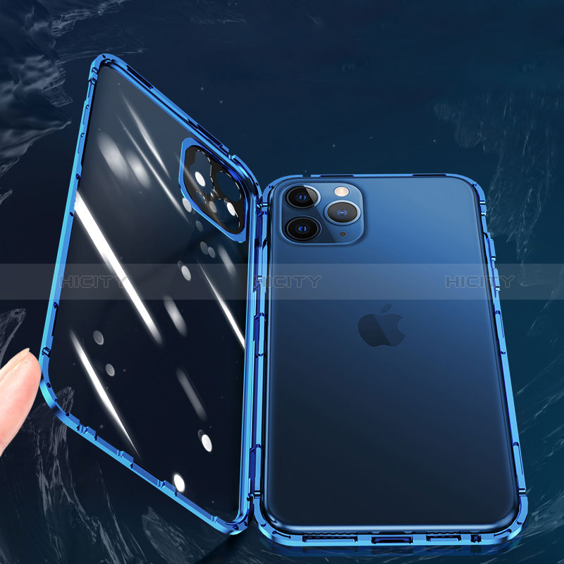 Coque Rebord Bumper Luxe Aluminum Metal Miroir 360 Degres Housse Etui Aimant M02 pour Apple iPhone 15 Pro Max Plus