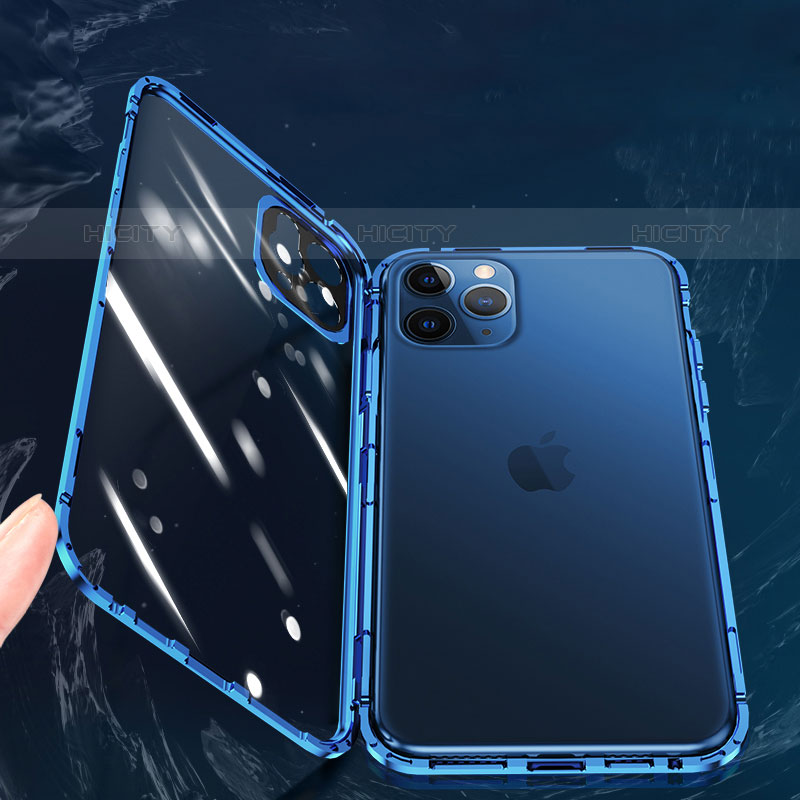 Coque Rebord Bumper Luxe Aluminum Metal Miroir 360 Degres Housse Etui Aimant M02 pour Apple iPhone 15 Pro Plus