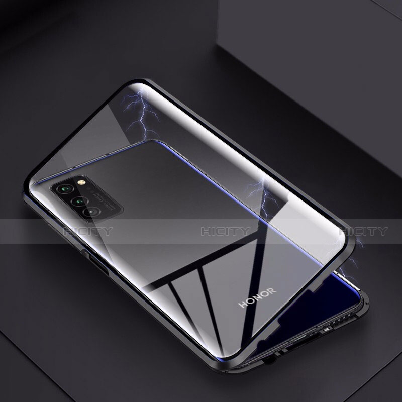 Coque Rebord Bumper Luxe Aluminum Metal Miroir 360 Degres Housse Etui Aimant M02 pour Huawei Honor V30 5G Noir Plus