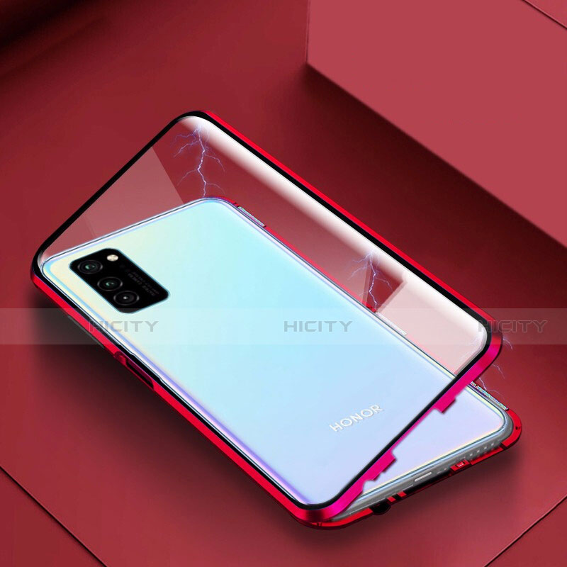 Coque Rebord Bumper Luxe Aluminum Metal Miroir 360 Degres Housse Etui Aimant M02 pour Huawei Honor V30 5G Rouge Plus