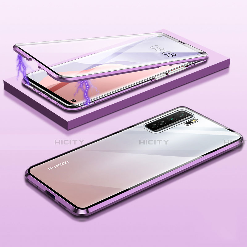 Coque Rebord Bumper Luxe Aluminum Metal Miroir 360 Degres Housse Etui Aimant M02 pour Huawei Nova 7 SE 5G Plus