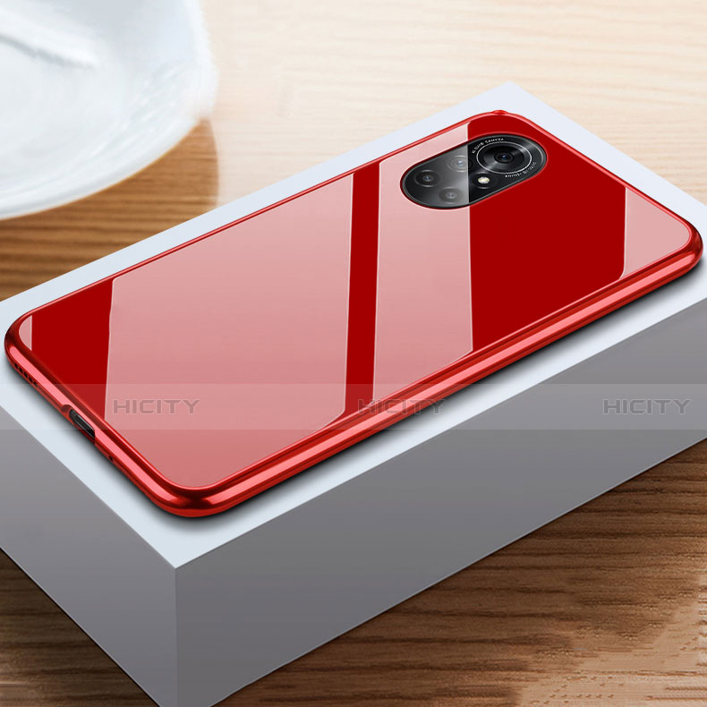 Coque Rebord Bumper Luxe Aluminum Metal Miroir 360 Degres Housse Etui Aimant M02 pour Huawei Nova 8 5G Rouge Plus