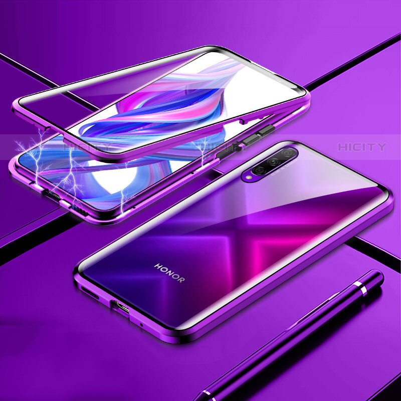 Coque Rebord Bumper Luxe Aluminum Metal Miroir 360 Degres Housse Etui Aimant M02 pour Huawei P Smart Pro (2019) Violet Plus