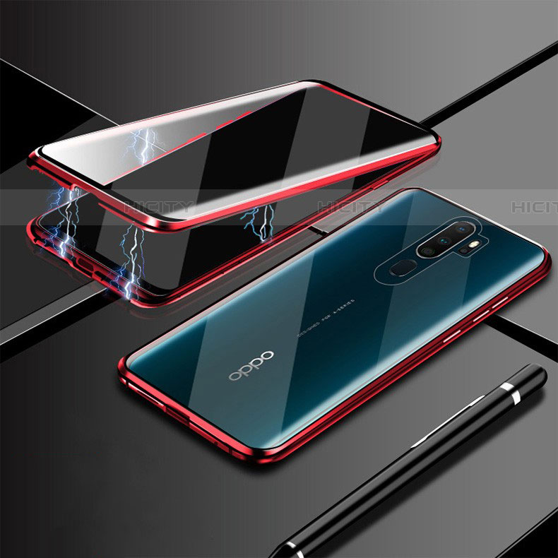 Coque Rebord Bumper Luxe Aluminum Metal Miroir 360 Degres Housse Etui Aimant M02 pour Oppo A11 Rouge Plus