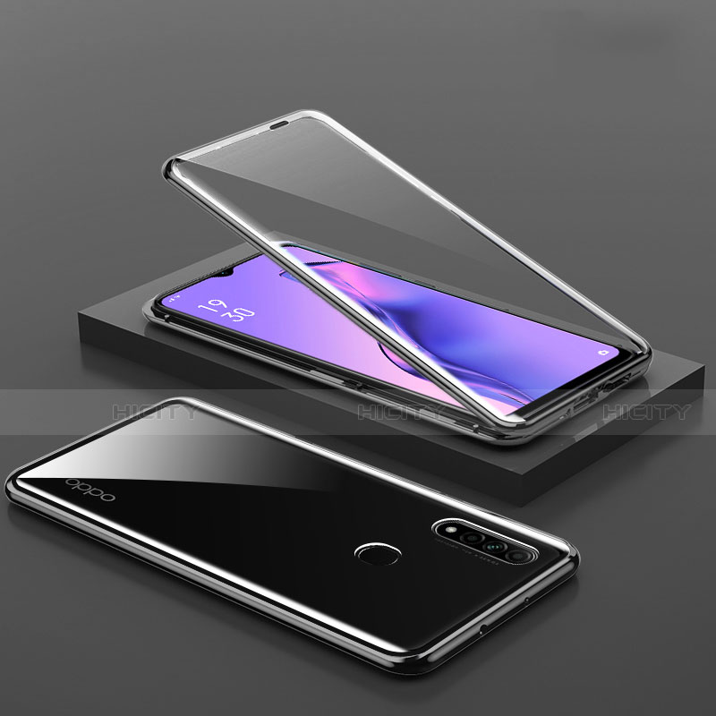 Coque Rebord Bumper Luxe Aluminum Metal Miroir 360 Degres Housse Etui Aimant M02 pour Oppo A31 Noir Plus