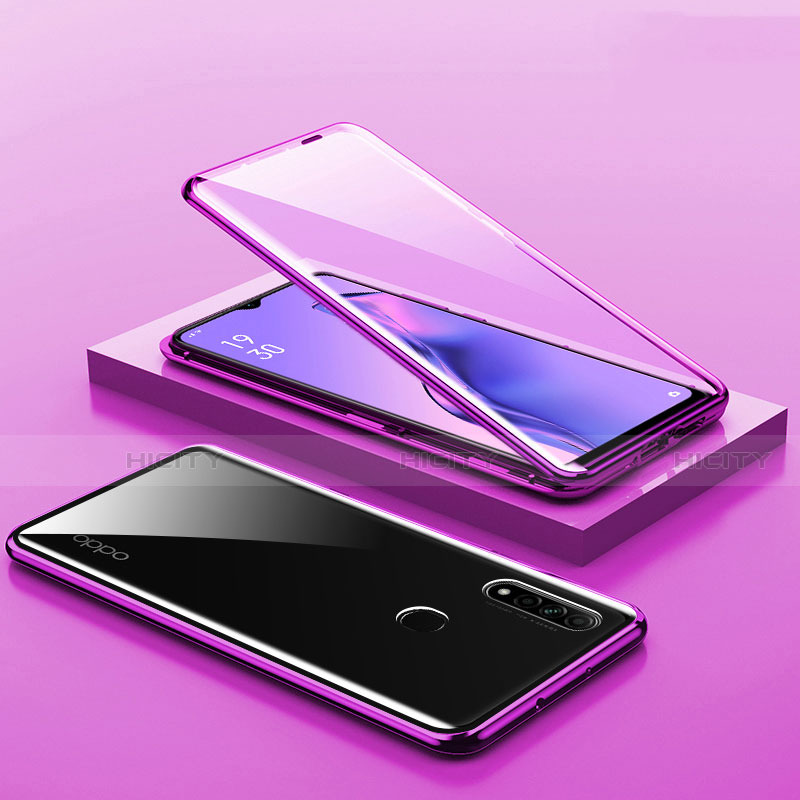 Coque Rebord Bumper Luxe Aluminum Metal Miroir 360 Degres Housse Etui Aimant M02 pour Oppo A8 Plus